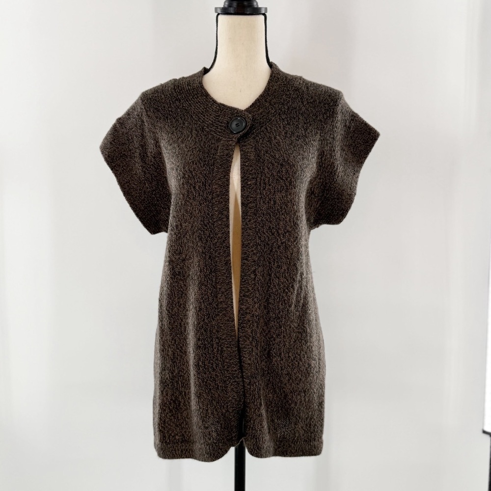 Bobbie Brooks Brown and black heather open front sweater vest size 8/10